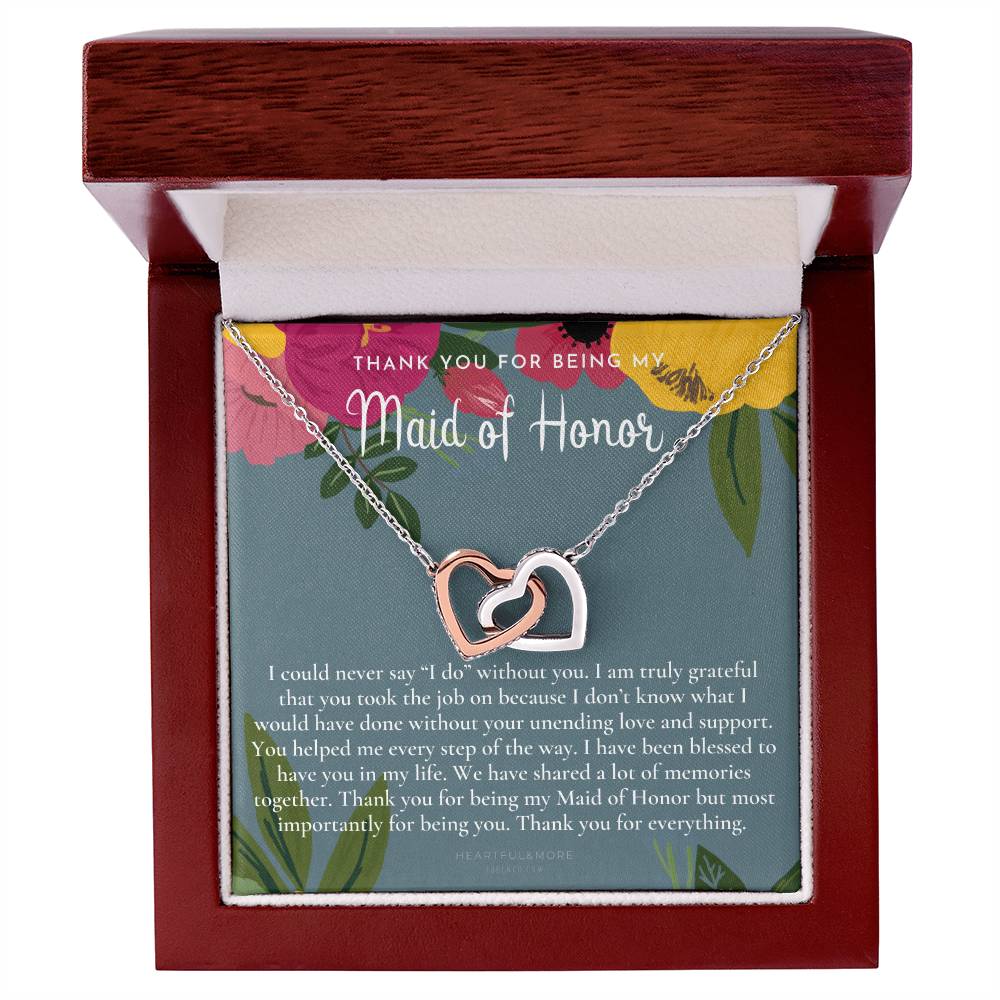 Maid Of Honor Thank You Gift From Bride Bridesmaid Gift Maid Of Honor Gift Necklace Matron Of Honor Gift Thank You Gift From Bride Interlocking Hearts Necklace