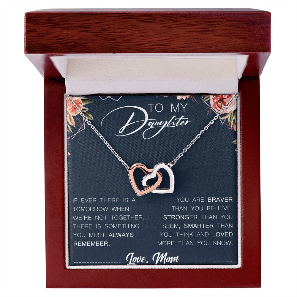 To My Daughter Interlocking Hearts Necklace Message Card