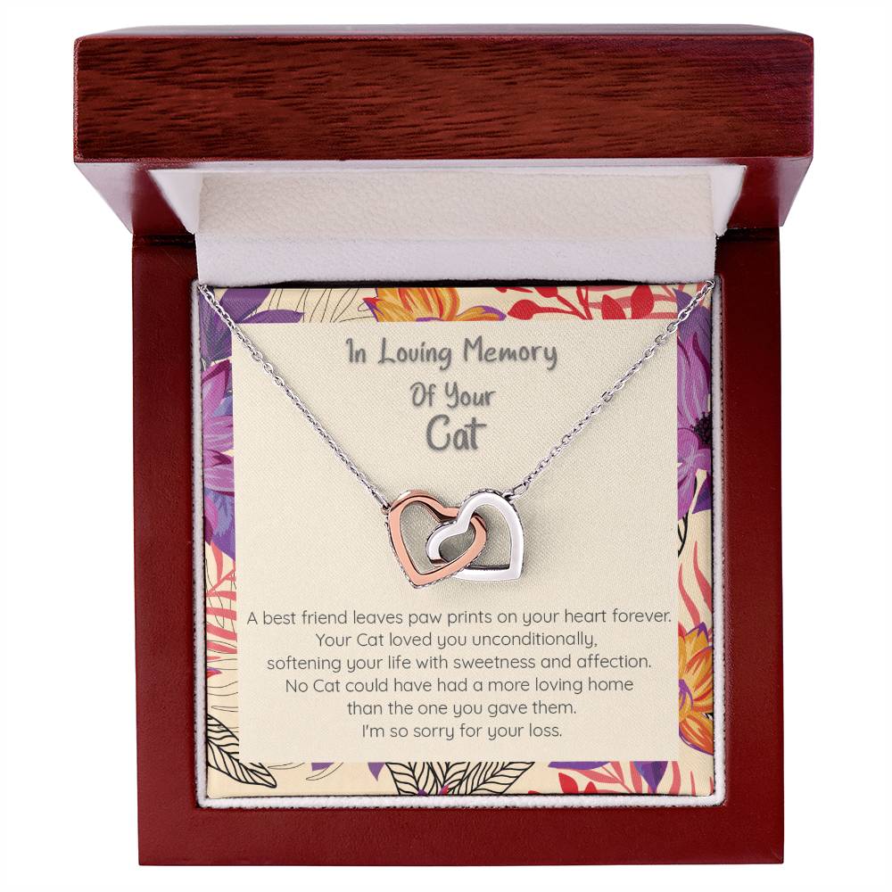 Loss Of Cat - In Loving Memory Of Your Best Friend - Connected Hearts Forever Necklace Interlocking Hearts Necklace