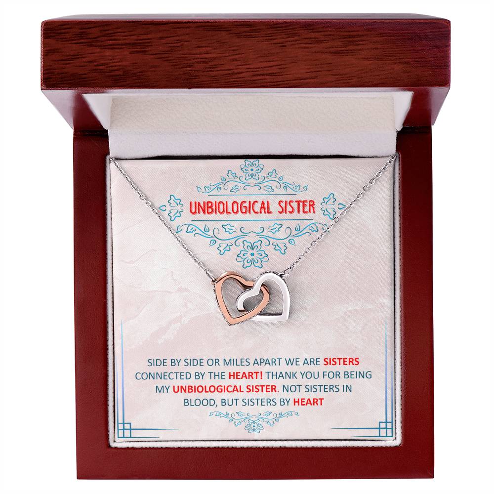 Unbiological Sister Necklace Gift Interlocking Hearts Necklace