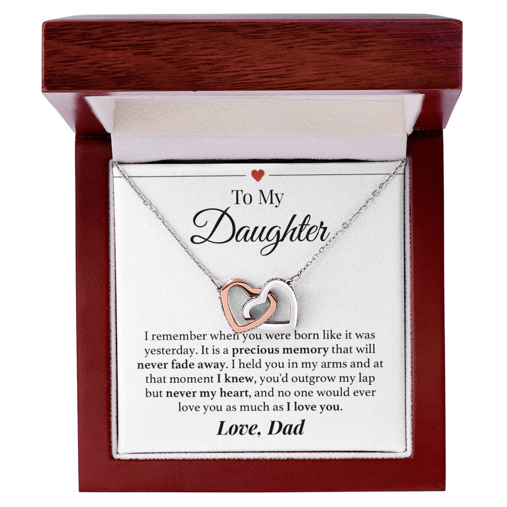 Never Outgrow My Heart Dad Daughter Necklace Interlocking Hearts Necklace