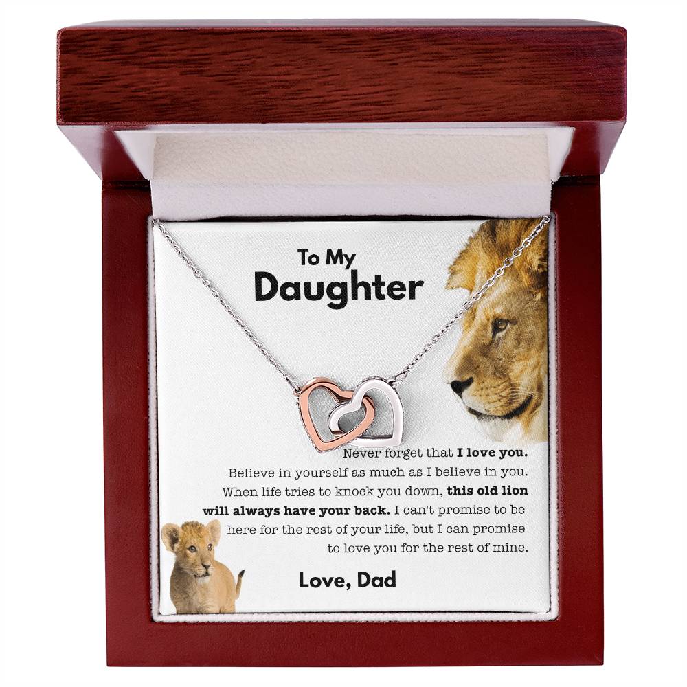 To My Daughter - Old Lion - Necklace Interlocking Hearts Necklace
