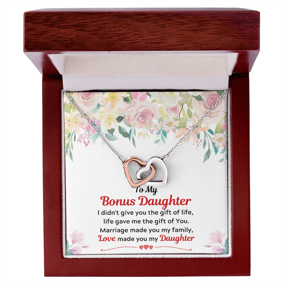 To My Bonus Daughter Interlocking Hearts Necklace