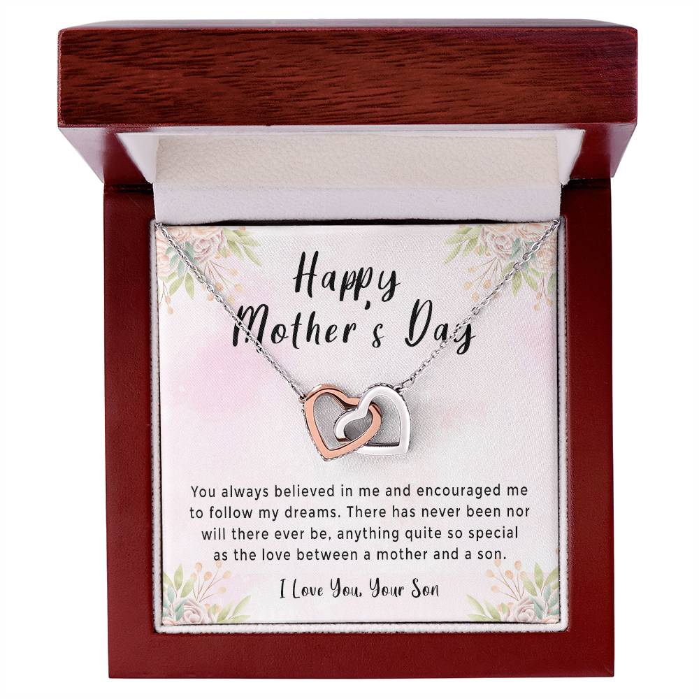 Mother'S Day Gift Necklace From Son On Interlocking Hearts Necklace