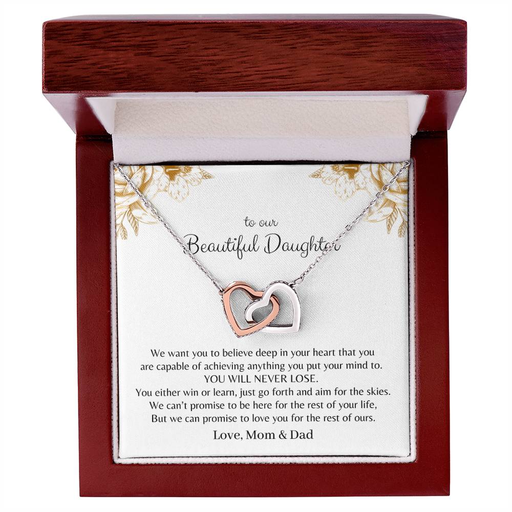 To My Daughter - Premium Interlocking Heart Cube - So2 Interlocking Hearts Necklace
