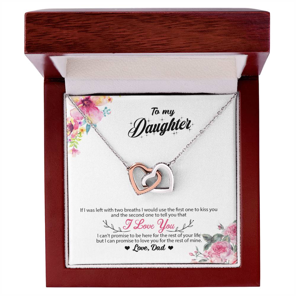 To My Daughter - I Promise To Love You For The Rest Of My Life Interlocking Hearts Necklace