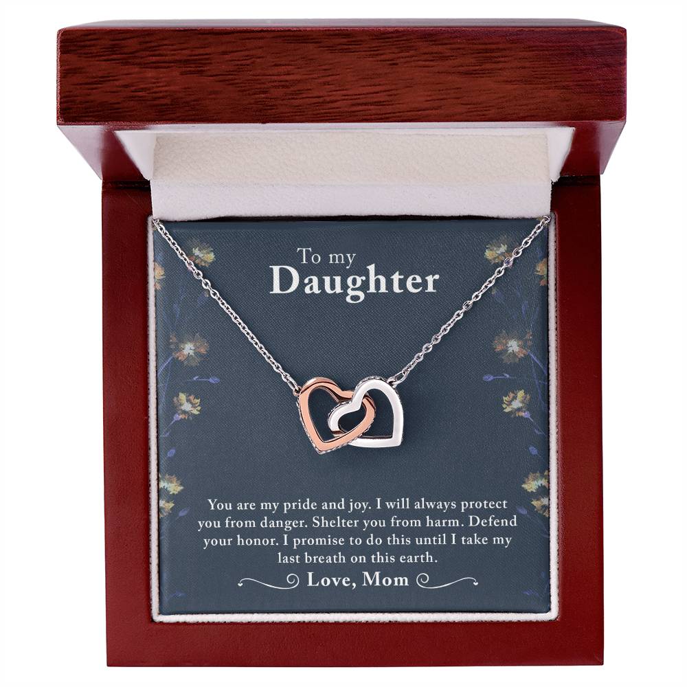 To My Daughter Interlocking Hearts Necklace Message Card