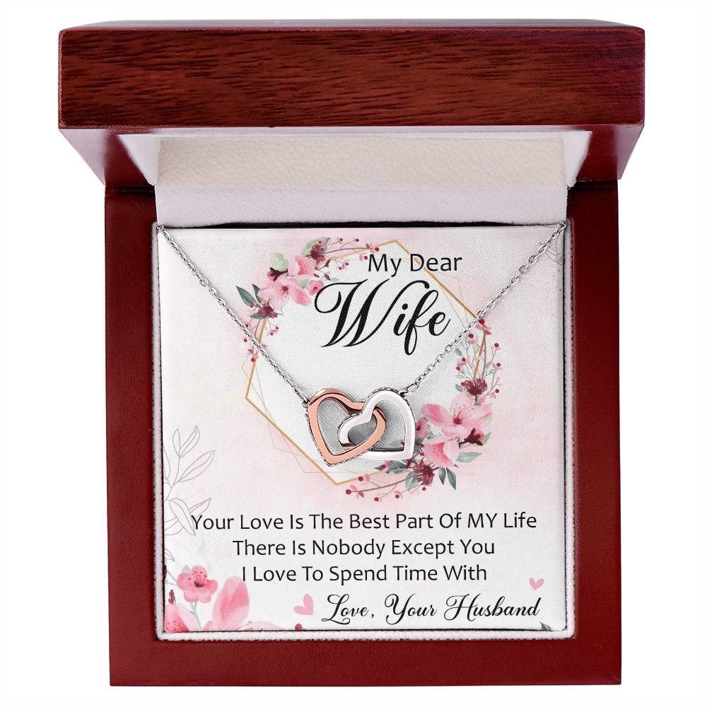 My Dear Wife Interlocking Hearts Necklace Message Card