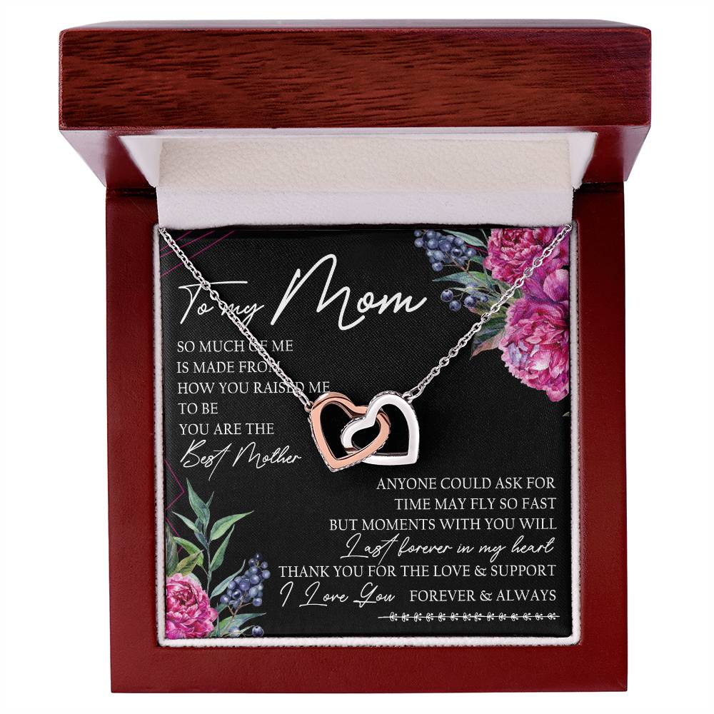 To My Mom Interlocking Hearts Necklace Message Card