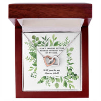Be Flower Girl Square Foliage Interlocking Hearts Necklace