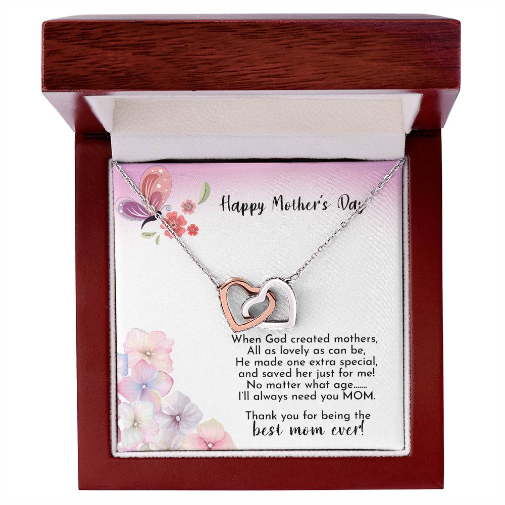 Happy Mother'S Day - Best Mom Ever - Necklace Interlocking Hearts Necklace