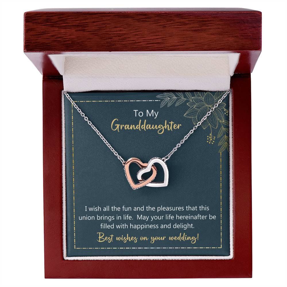 To My Granddaughter May Your Life Filled With Happiness And Delight Necklace Interlocking Hearts Necklace