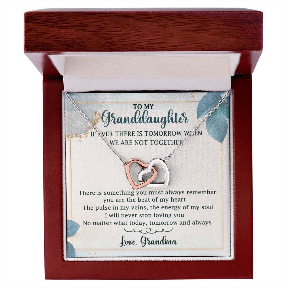 To My Granddaughter Interlocking Hearts Necklace Message Card