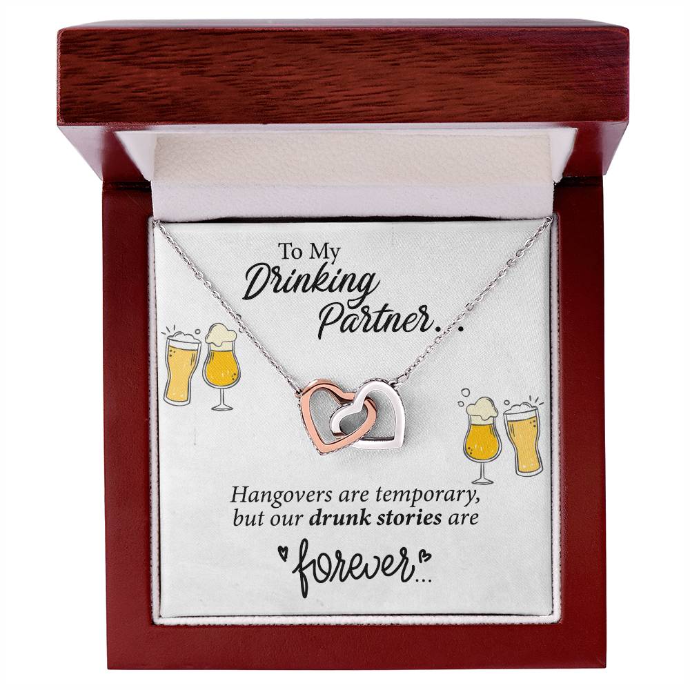 To My Beer Drinking Partner Interlocking Hearts Necklace