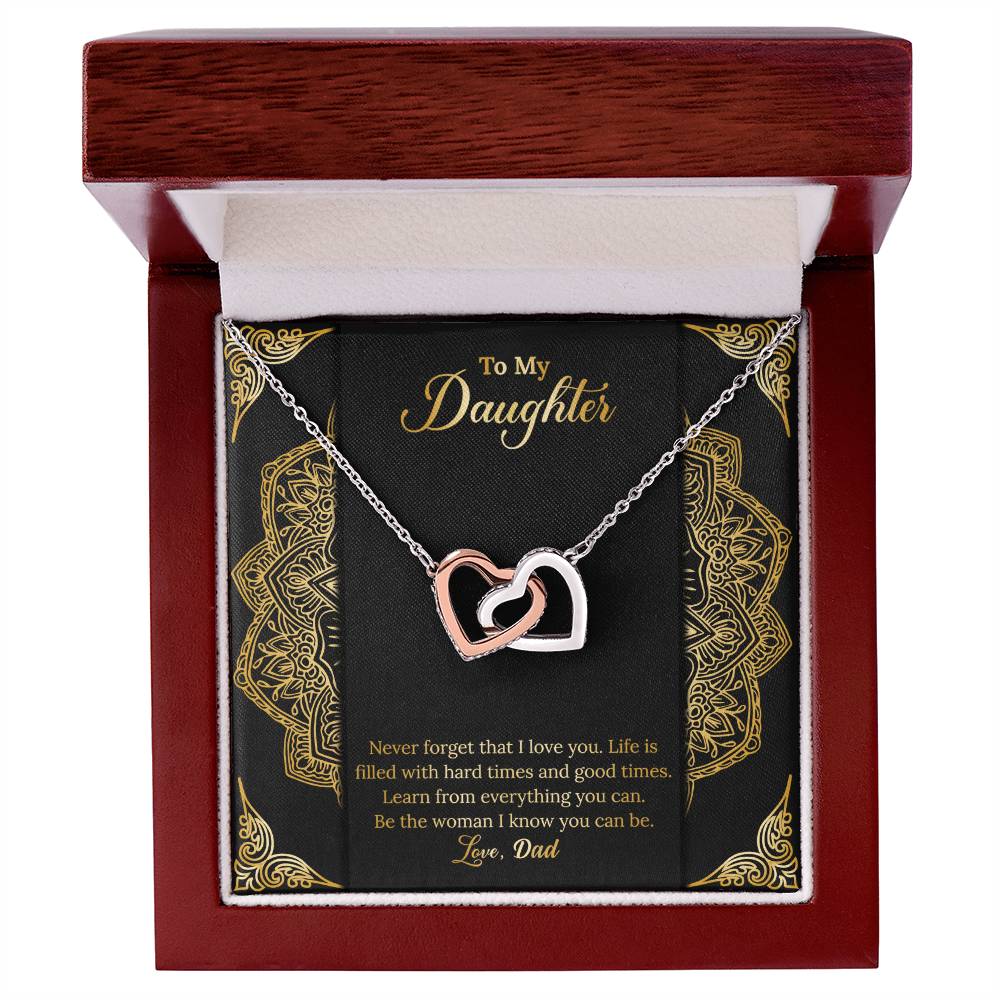 Never Forget That I Love You. Necklace. Two Hearts. Interlocking Hearts Necklace