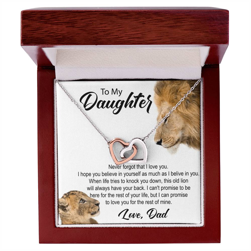 To My Daughter. Interlocking Hearts Necklace