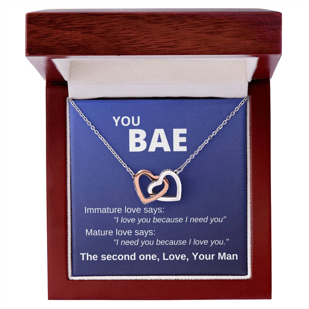You Bae Linked Hearts Gift To Girlfriend Fiancee Wife Interlocking Hearts Necklace