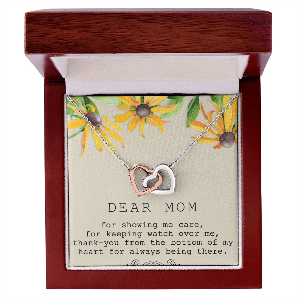 Dear Mom Interlocking Hearts Necklace Message Card