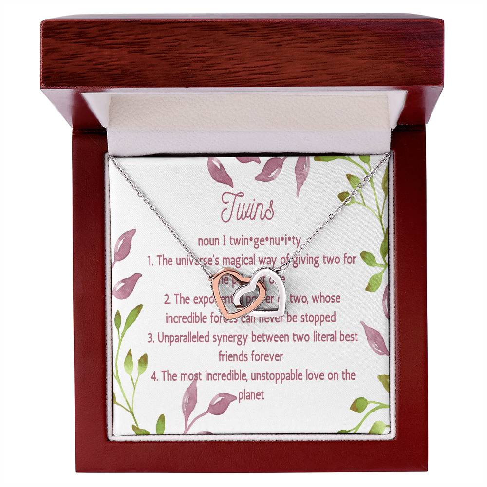 Twin Sister Gift Necklace Twin Birthday Gifts Twin Jewelry Twin Sisters Twin Girl Presents Presents For Twins Interlocking Hearts Necklace