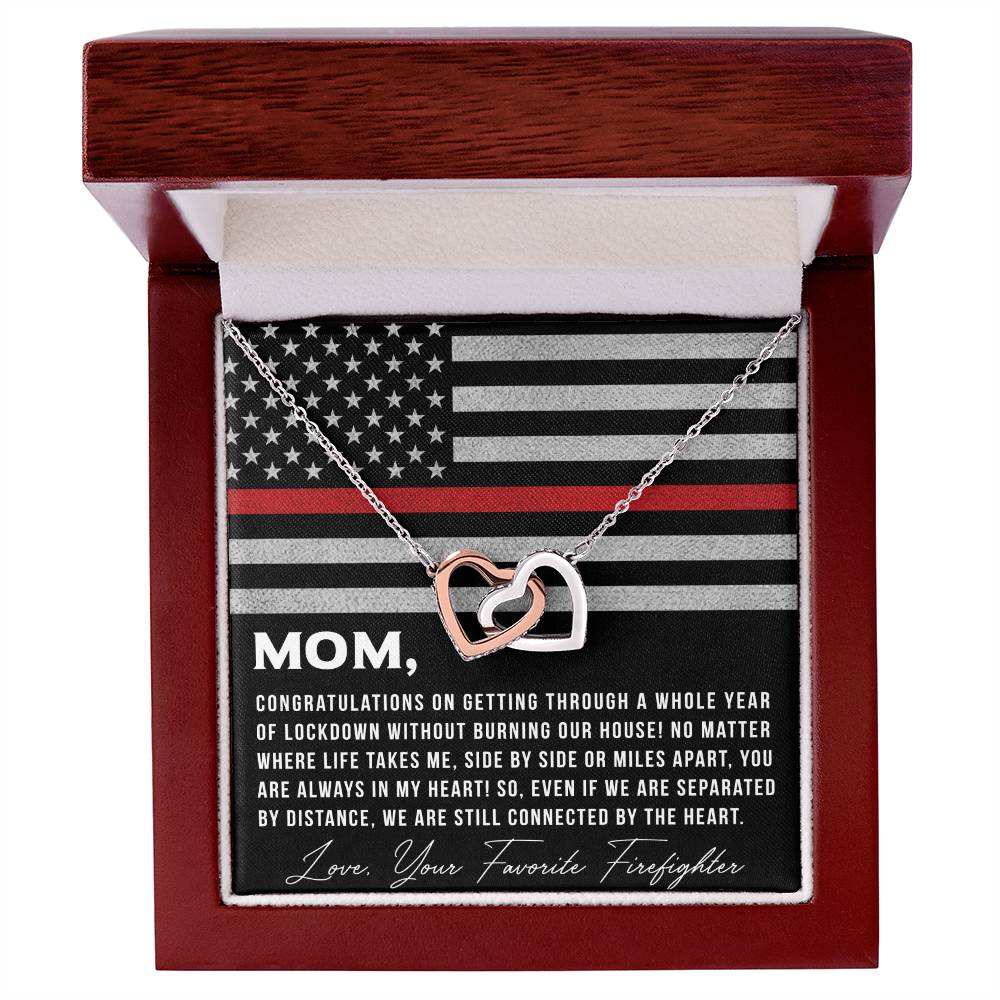 To My Mom From Favorite Firefighter - Necklace Interlocking Hearts Necklace