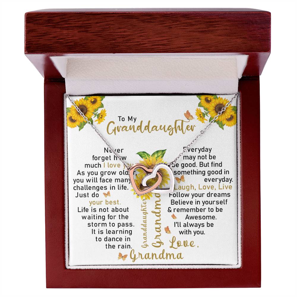 To My Granddaughter - Interlocking Hearts Necklace