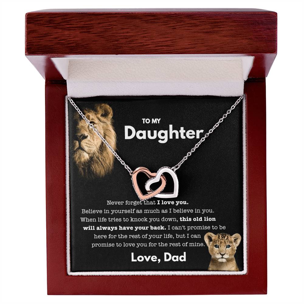 To My Daughter - Old Lion - Necklace Interlocking Hearts Necklace
