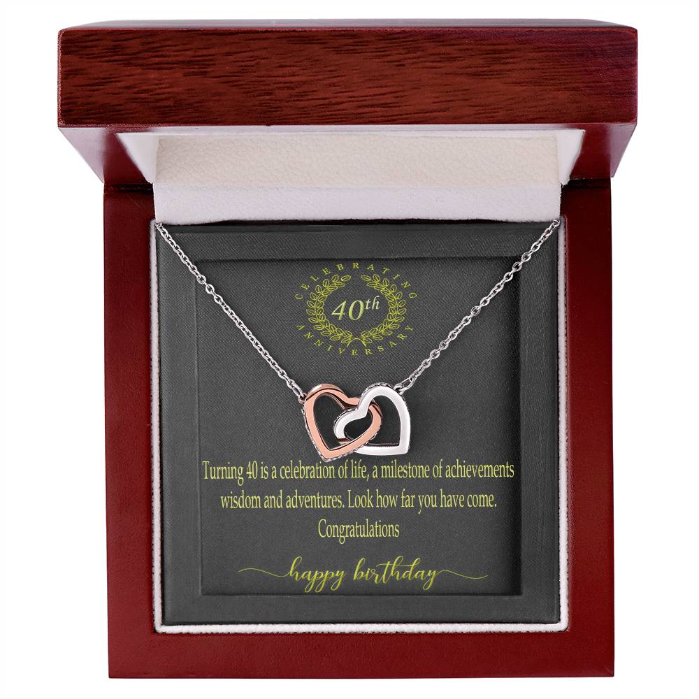 Personalized Gift 40Th Birthday Necklace Interlocking Hearts Necklace