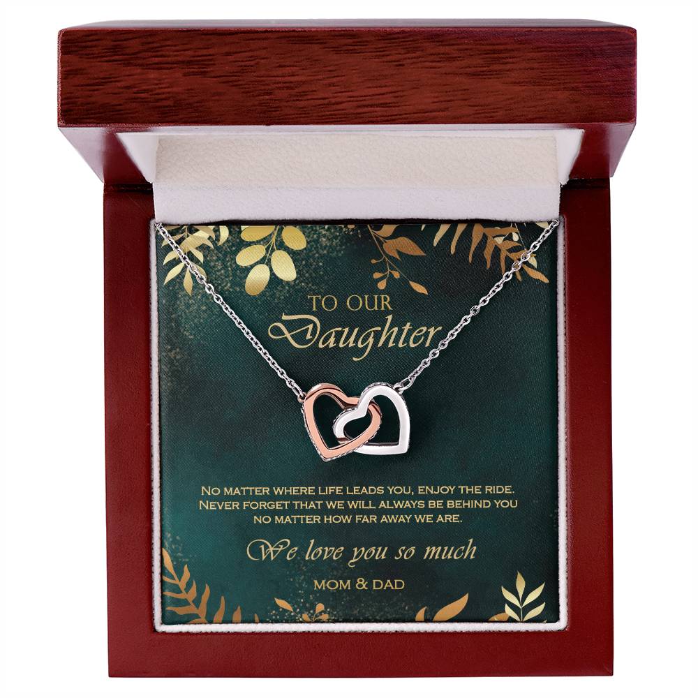 Interlocking Heart Necklace To Your Daughter – From Mom & Dad With Love – Jewelry Gift B1D8T4 Interlocking Hearts Necklace