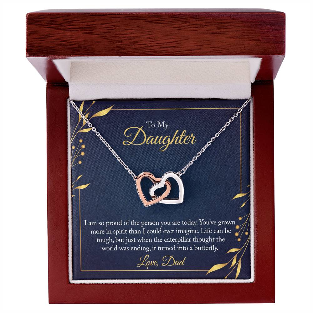 To My Daughter - I Am So Proud Of The Person You Are Today - Necklace Interlocking Hearts Necklace