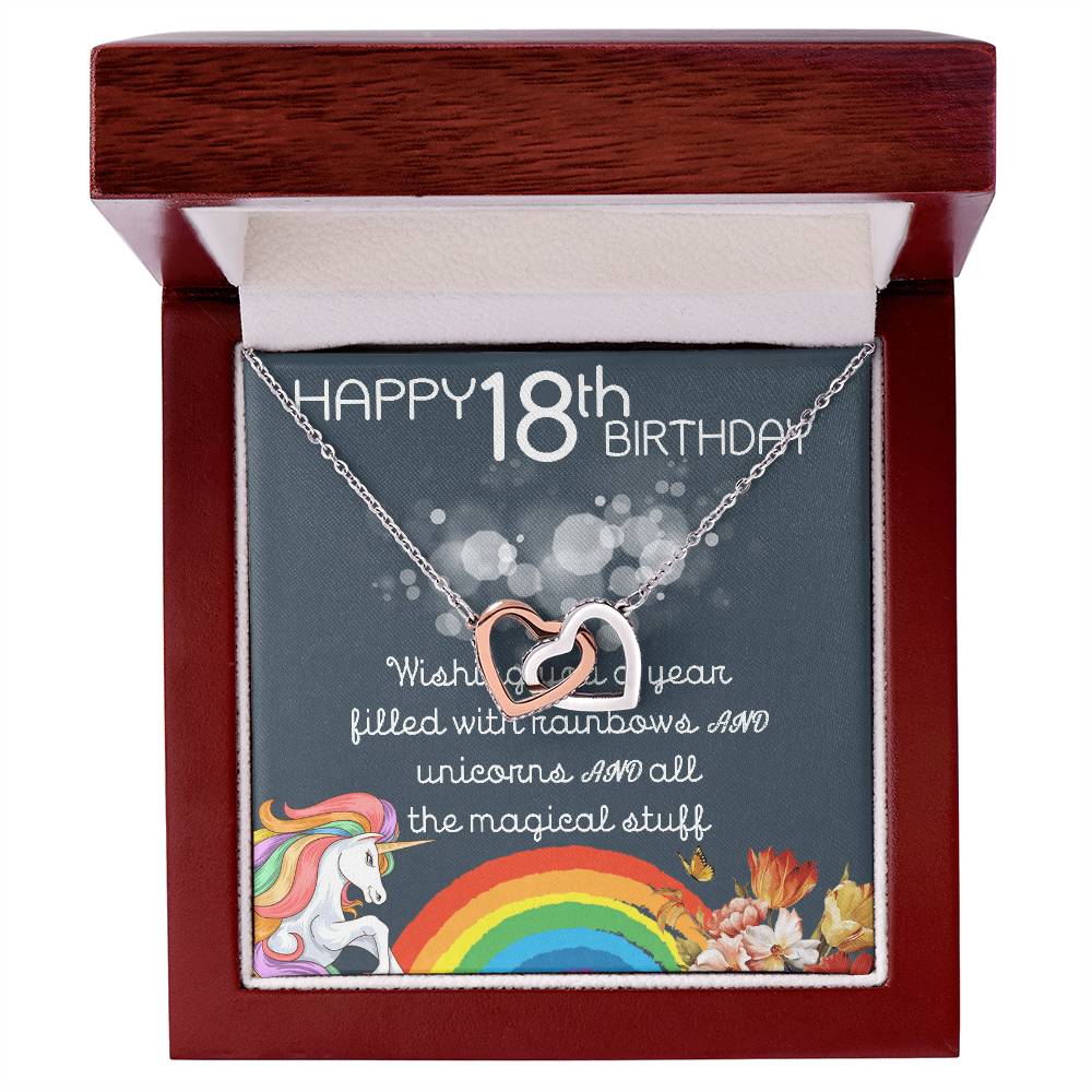 18Th Birthday Necklace Gifts For Girls Cute Unicorn 18 Years Old Girl Jewelry Gift For Daughter Niece Interlocking Necklace Xu246Il11 Interlocking Hearts Necklace
