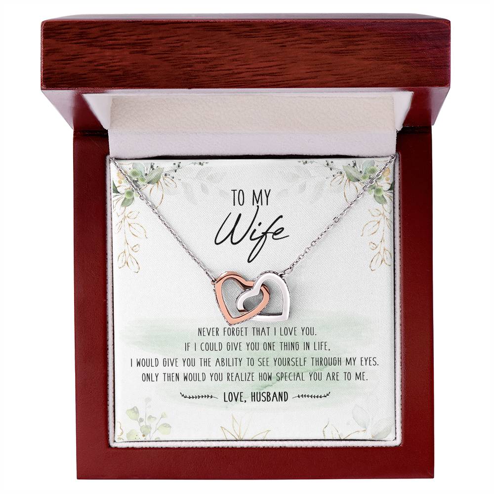 To My Special Wife Interlocking Hearts Necklace Mother'S Day Message Card From Husband