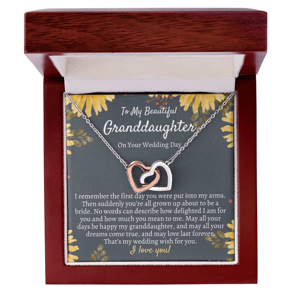 Granddaughter Wedding Day Gift Wedding Gift For Bride From Grandma To My Granddaughter On Her Wedding Day Interlocking Necklace Interlocking Hearts Necklace