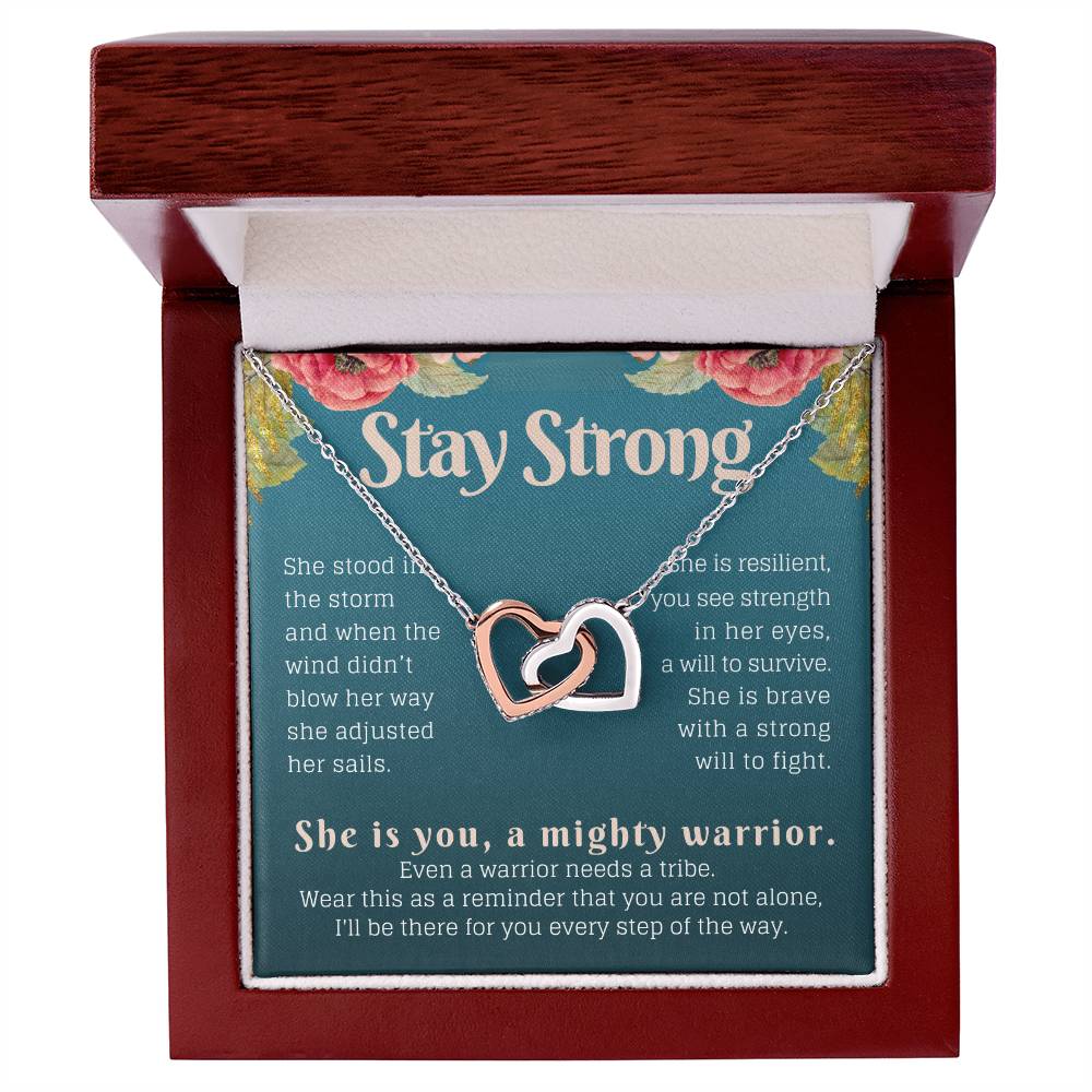 Stay Strong Recovery Gift Necklace Interlocking Hearts Necklace