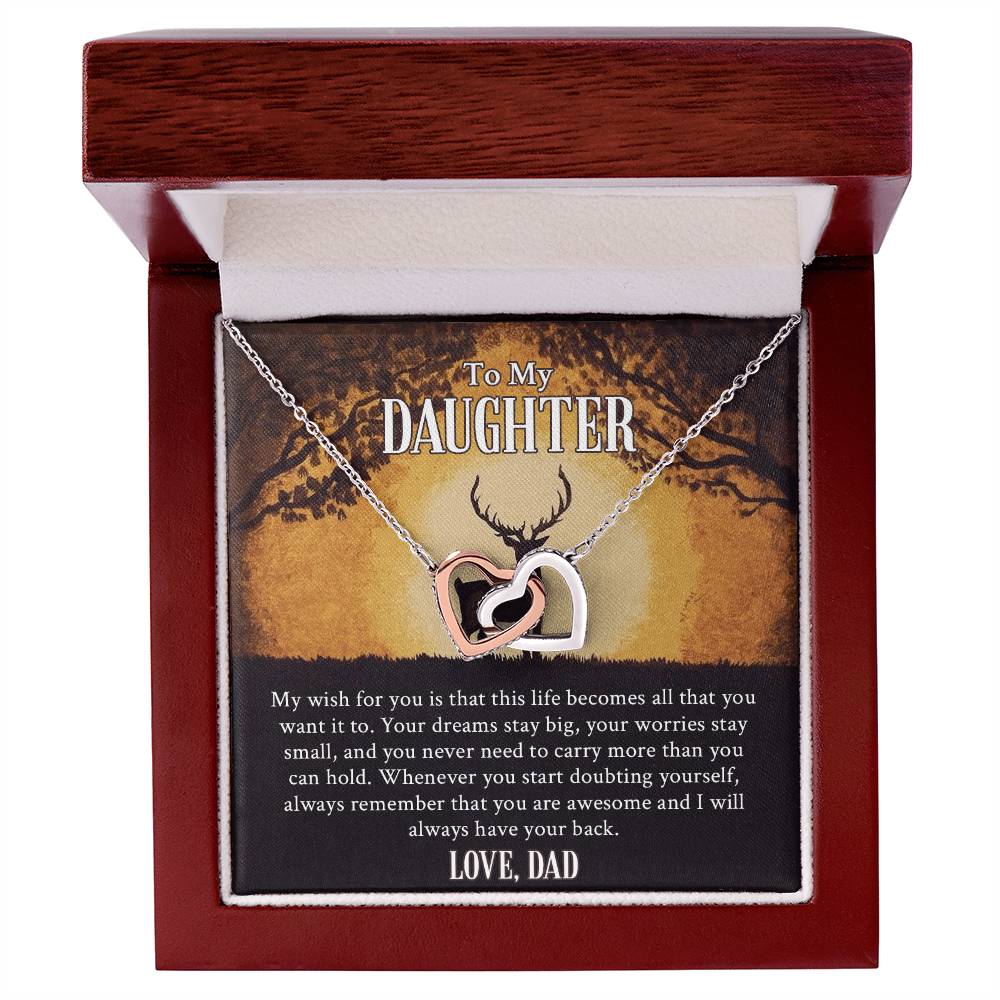 My Daughter - I Will Always Have Your Back Interlocking Hearts Necklace