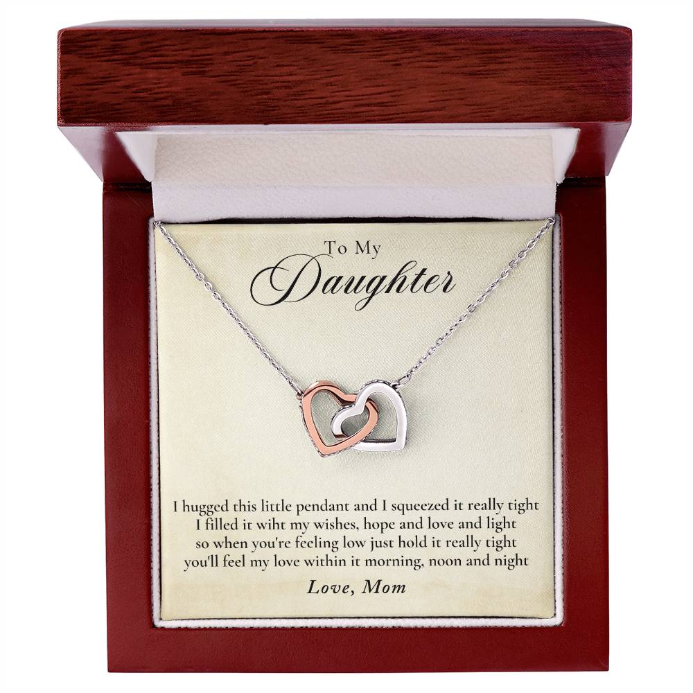 To My Daughter - Love Mom Interlocking Hearts Necklace