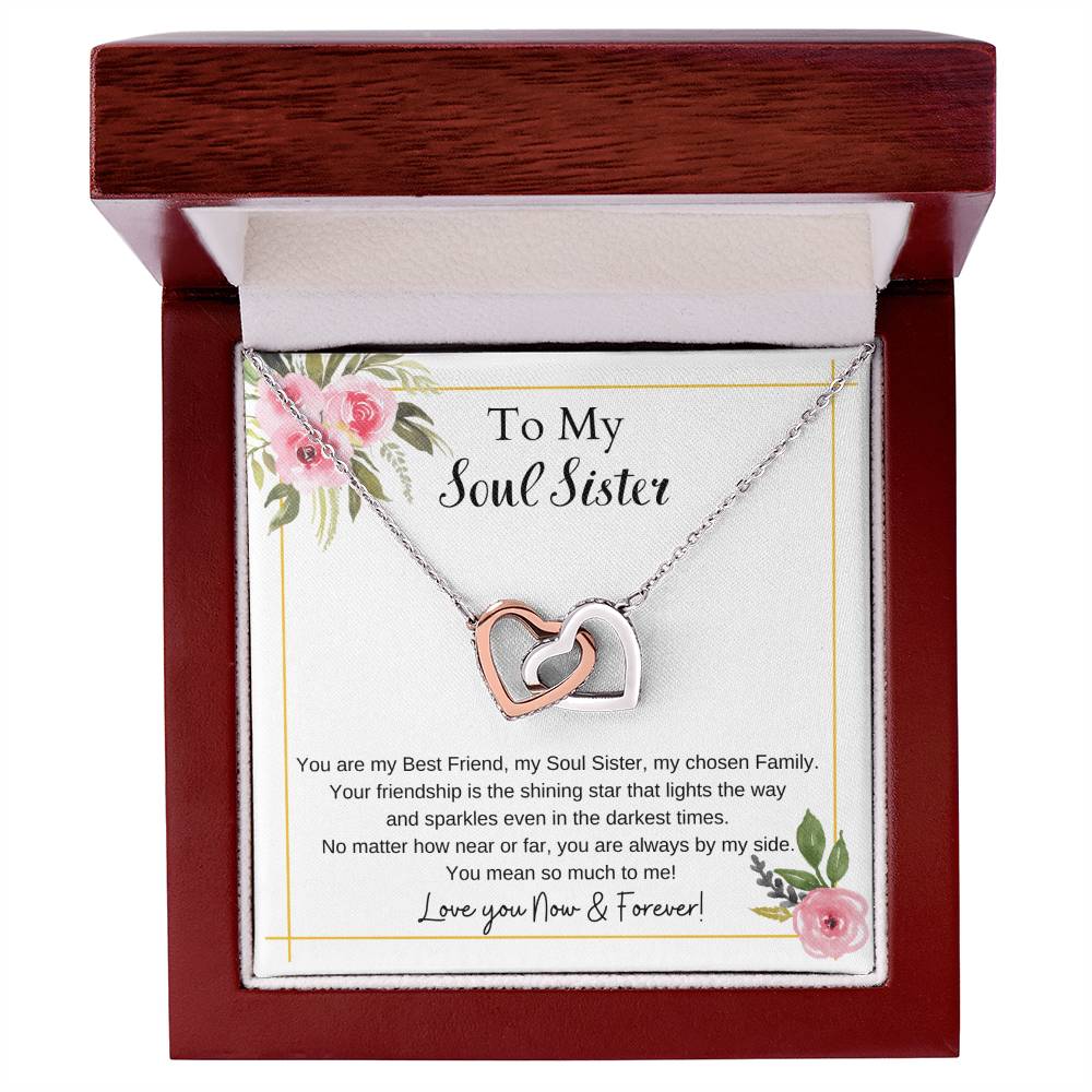 To My Soul Sister Interlocking Hearts Necklace