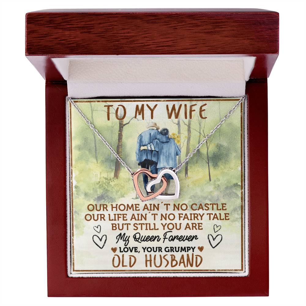 To My Wife - My Queen Forever Interlocking Hearts Necklace
