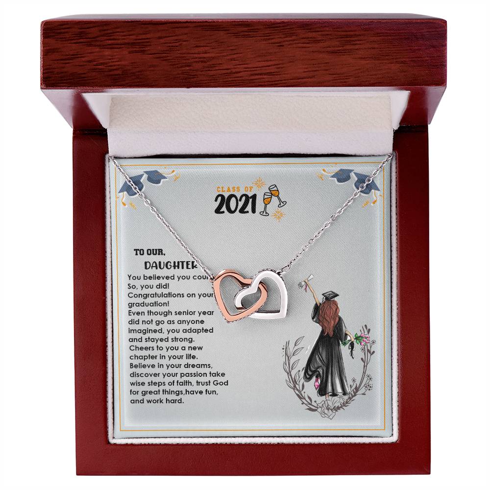 Interlocked Never-Ending Love Necklace For Believer Graduate Daughter Interlocking Hearts Necklace