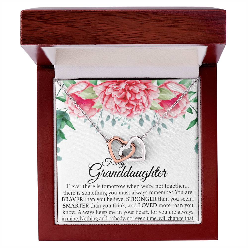 To Granddaughter - Double Heart Necklace - Interlocking Hearts Necklace