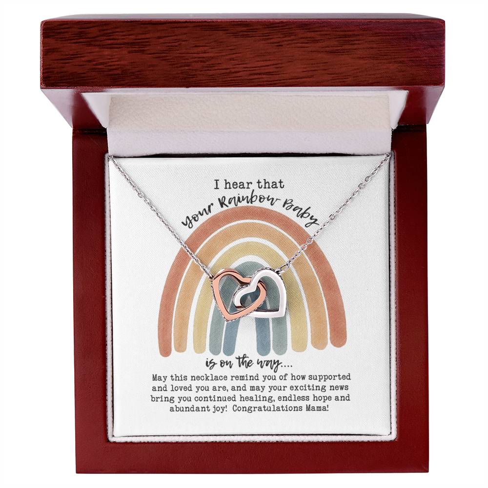 Rainbow Baby Necklace Interlocking Hearts Necklace