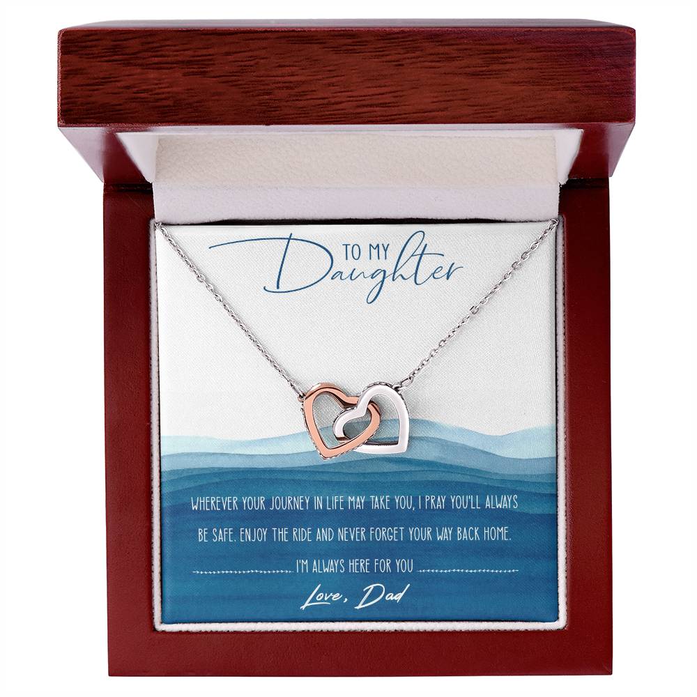 To My Daughter Interlocking Hearts Necklace Message Card