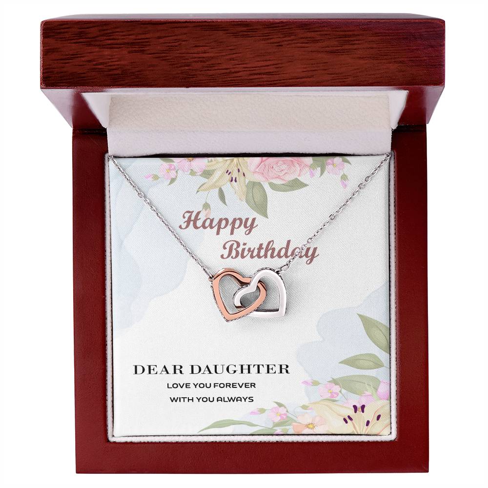 To My Daughter Necklace - I’Ll Always Love You Jewelry Gifts For Daughter Daughter Gifts From Mom And Dad For Her Birthday Interlocking Hearts Necklace