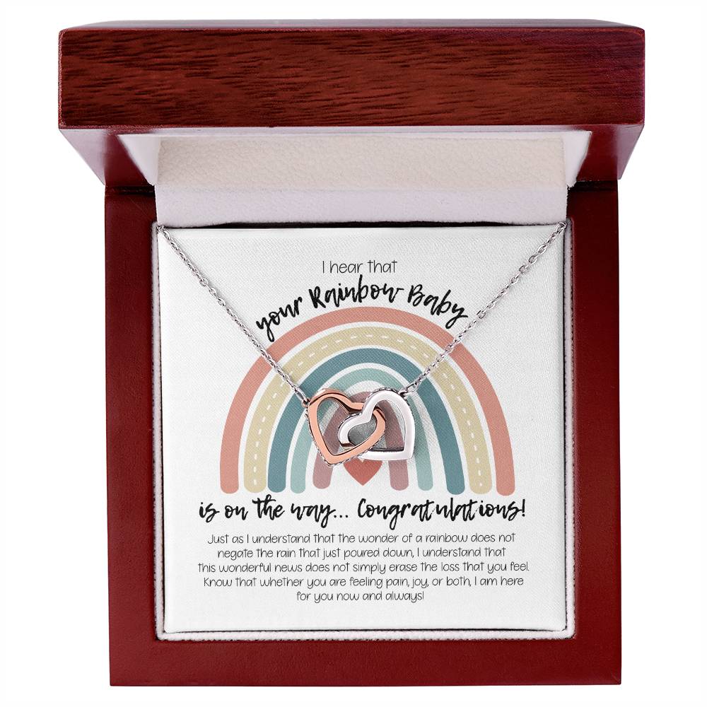 Rainbow Baby Necklace Interlocking Hearts Necklace