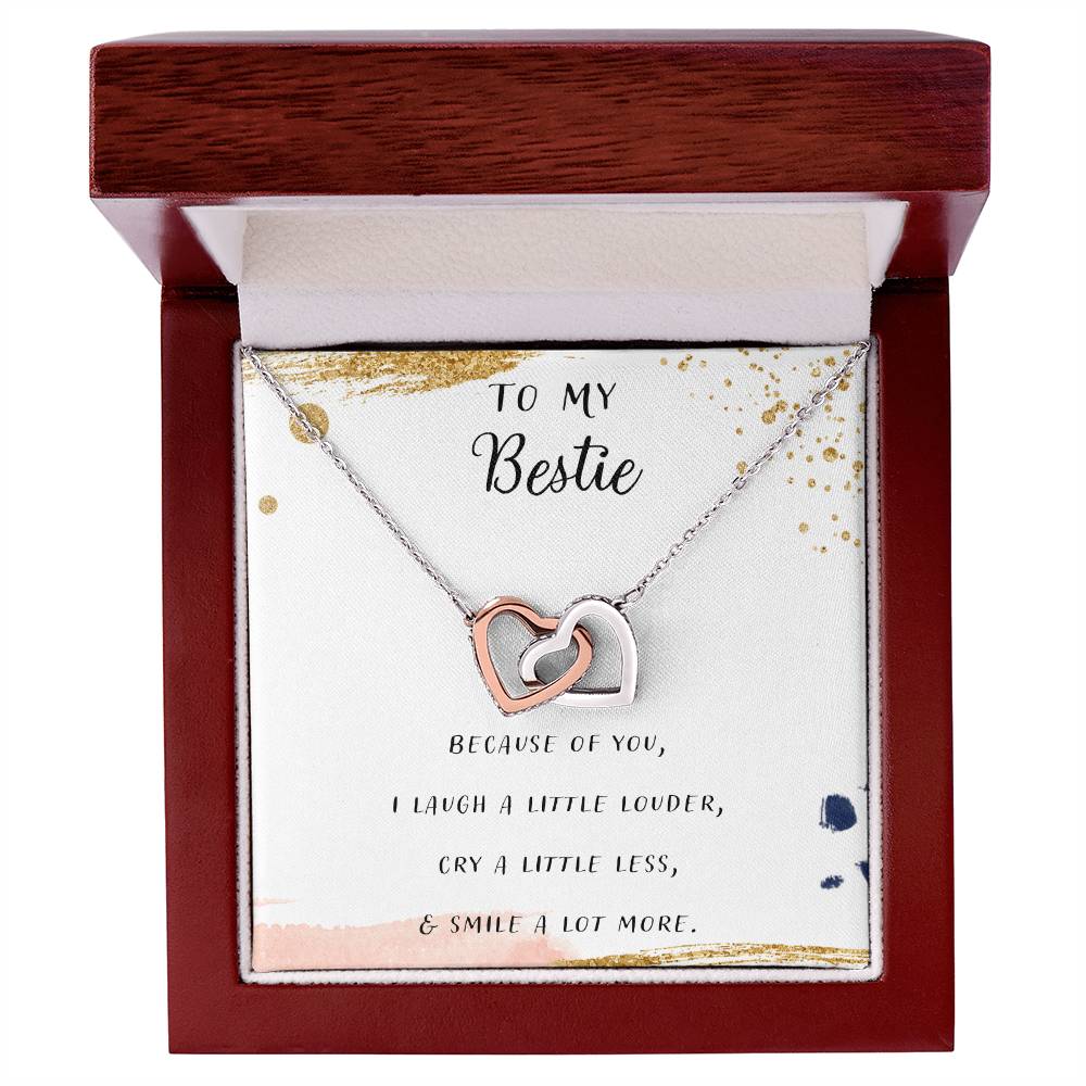 To My Bestie No Matter What We Do Interlocking Hearts Necklace