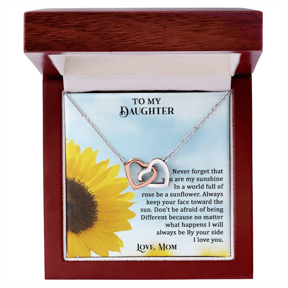 To My Daughter - No Matter What I Will Always Be By Your Side - Necklace Interlocking Hearts Necklace