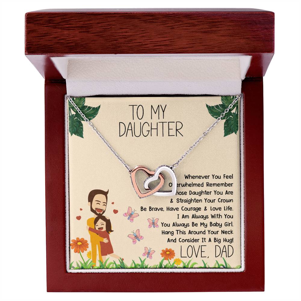 To My Daughter Love Dad Necklace Interlocking Hearts Necklace