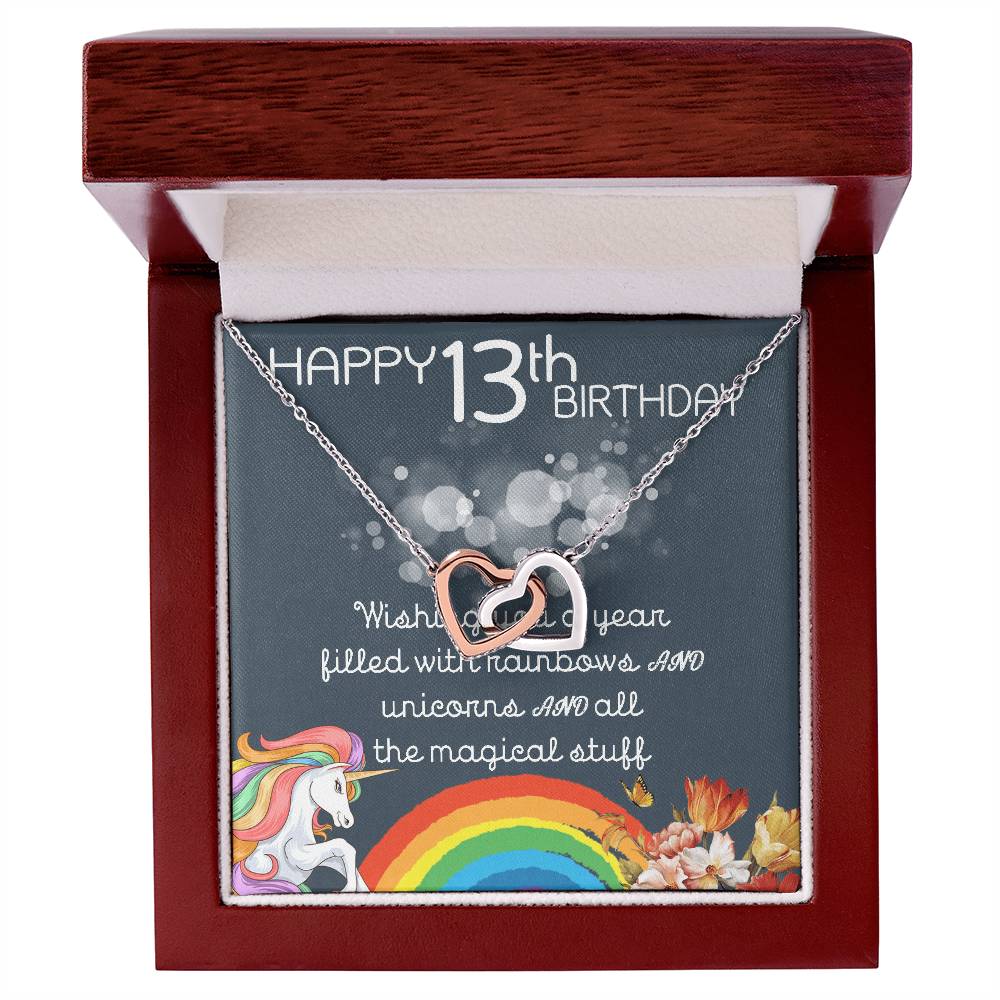 13Th Birthday Necklace Gifts For Girls Cute Unicorn 13 Years Old Girl Jewelry Gift For Daughter Niece Interlocking Necklace Xu246Il06 Interlocking Hearts Necklace