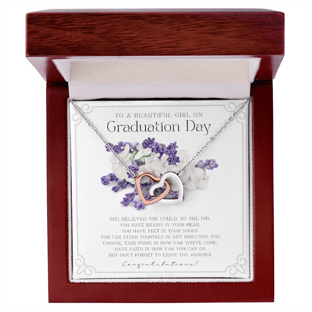 Graduation Gift Necklace For Daughter College Graduation Gift For Her High School Senior Graduation Mba Phd Master Class Of Interlocking Hearts Necklace