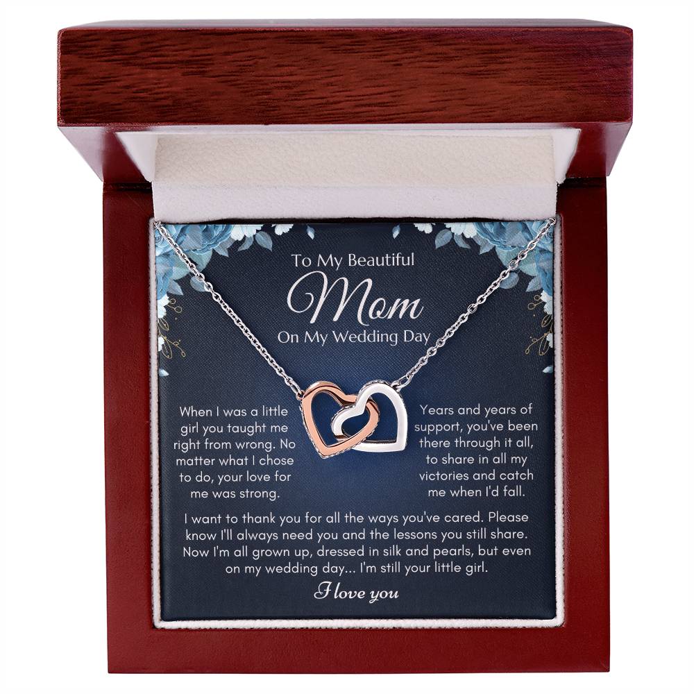 To My Mom On My Wedding Day Necklace Interlocking Hearts Necklace