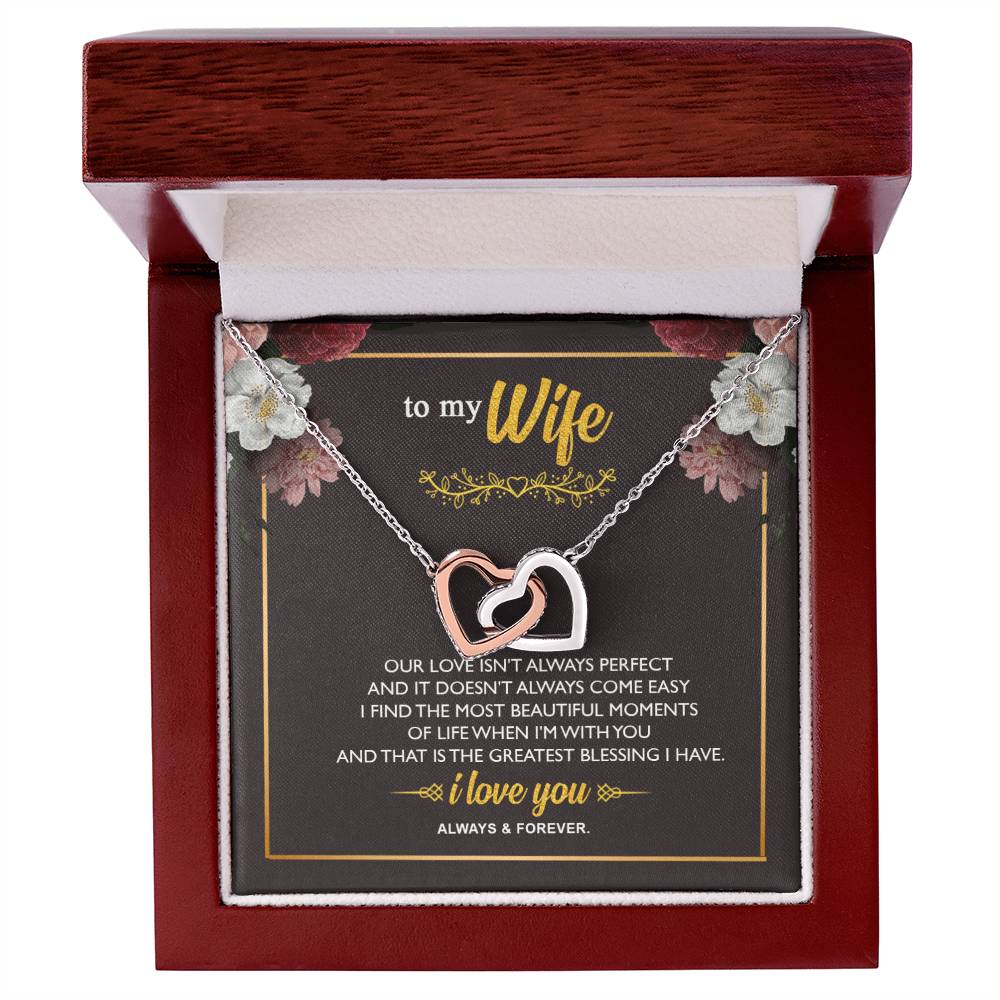 To My Wife - Interlocking Hearts - So40 Interlocking Hearts Necklace